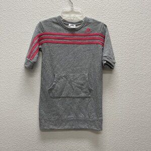 Adidas Girls Size 4 Tunic Long Sweatshirt Dress Gray Pink 3 Stripes Sporty Athle